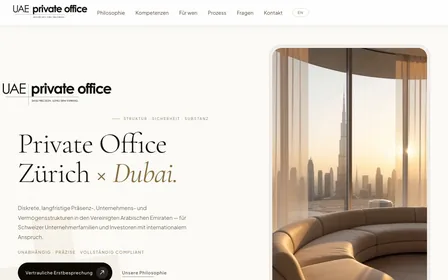 Screenshot der Website von UAE Private Office