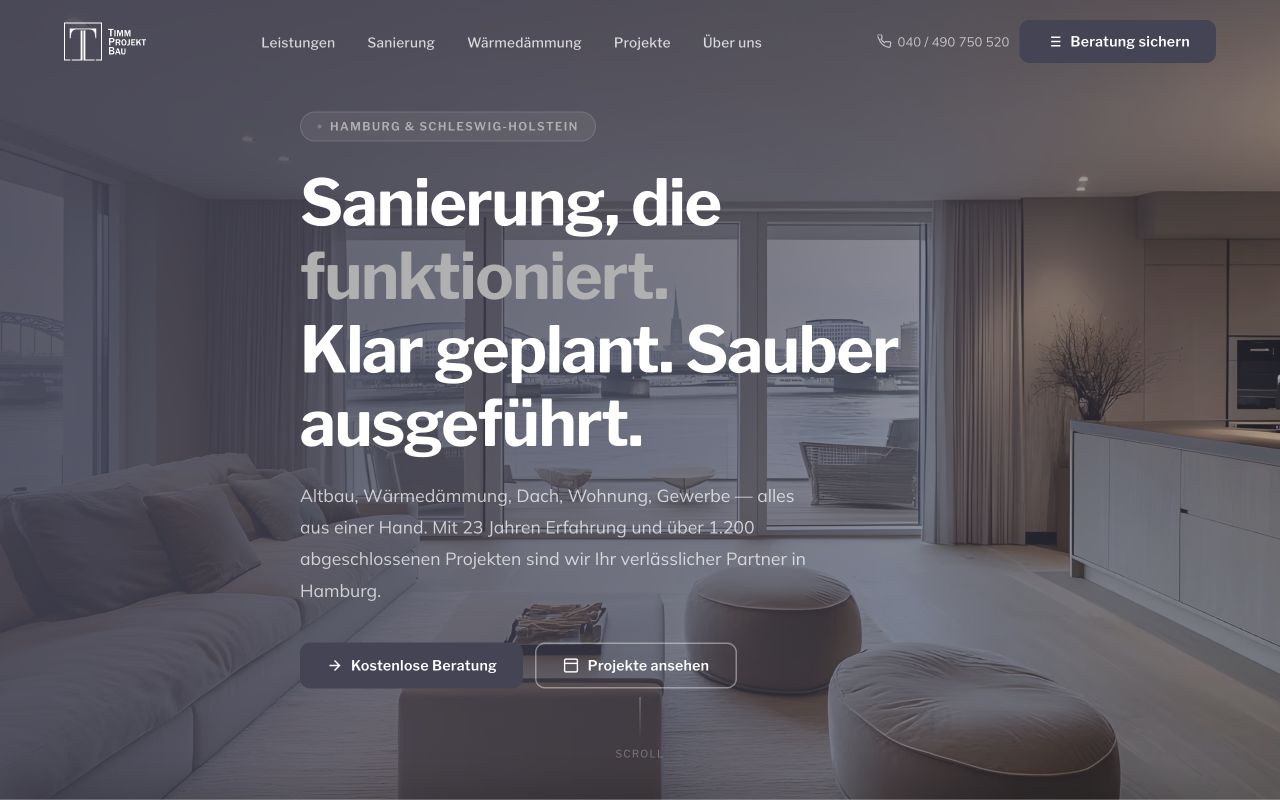 Startseite von Timm Projektbau